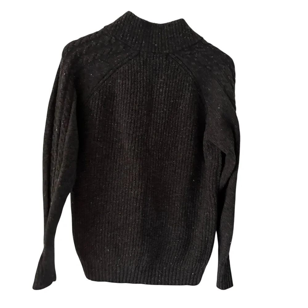 Irelandseye Men's Dark Grey Wool and Cashmere 1/4 Zip‎ Cableknit Sweater S - Picture 2 of 6